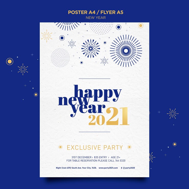 PSD grátis modelo de pôster para festa de ano novo