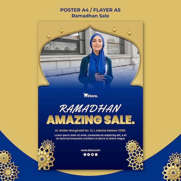 Modelo de pôster para liquidação no ramadã