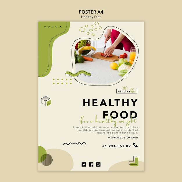 Modelo de pôster para nutrição saudável