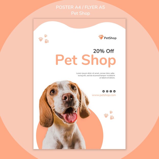 Modelo de pôster para pet shop