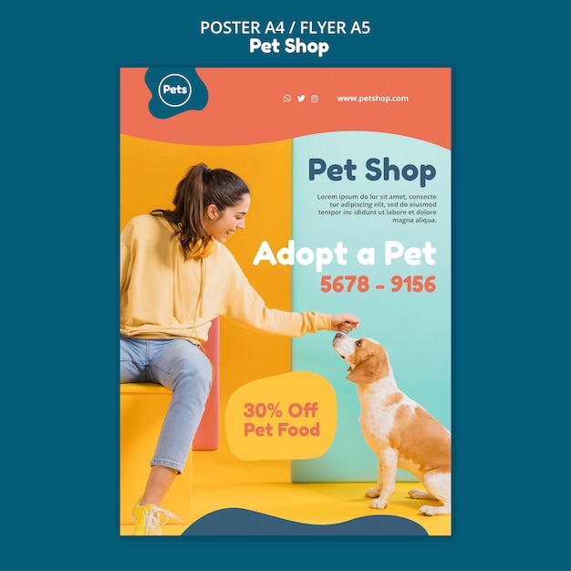 PSD grátis modelo de pôster para pet shop