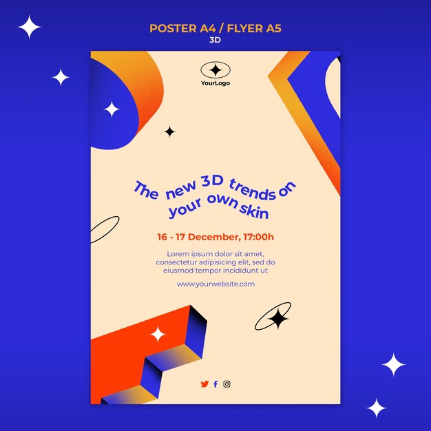 Modelo de pôster para tendências 3D