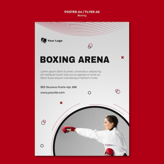 Modelo de pôster para treinamento de boxe