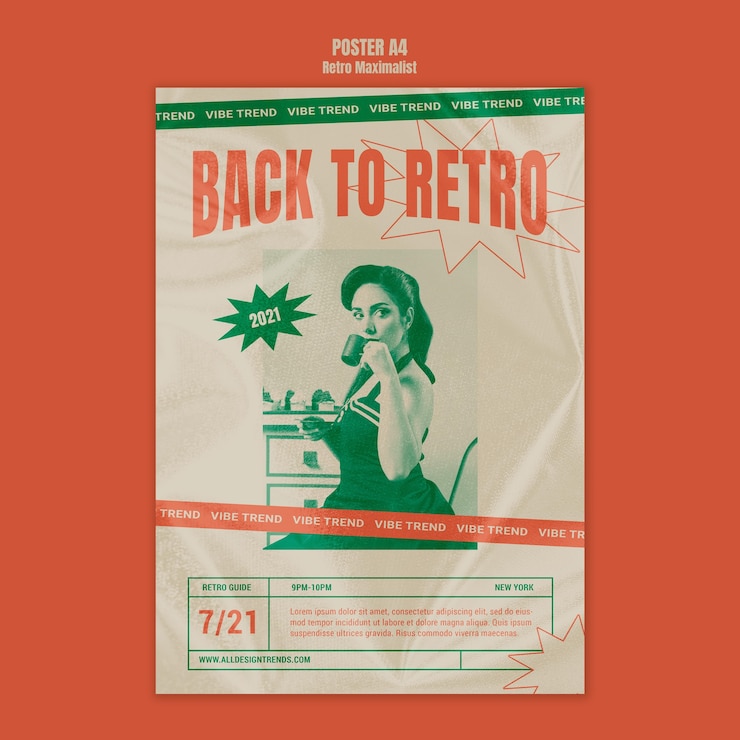 PSD grátis modelo de pôster retro maximalista