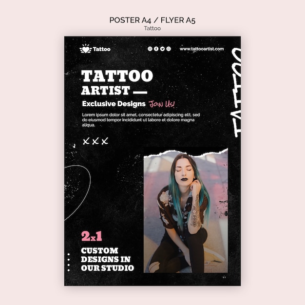 PSD grátis modelo de pôster tatuador