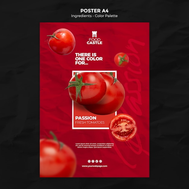 PSD grátis modelo de pôster vertical com tomate