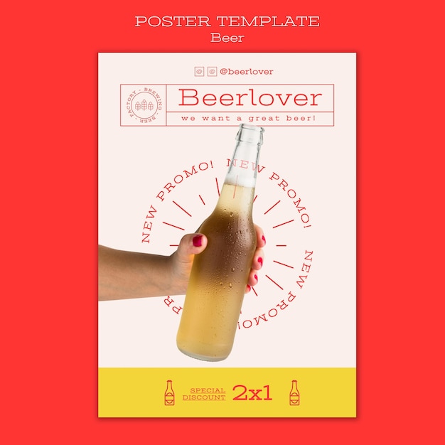 PSD grátis modelo de pôster vertical para amantes de cerveja