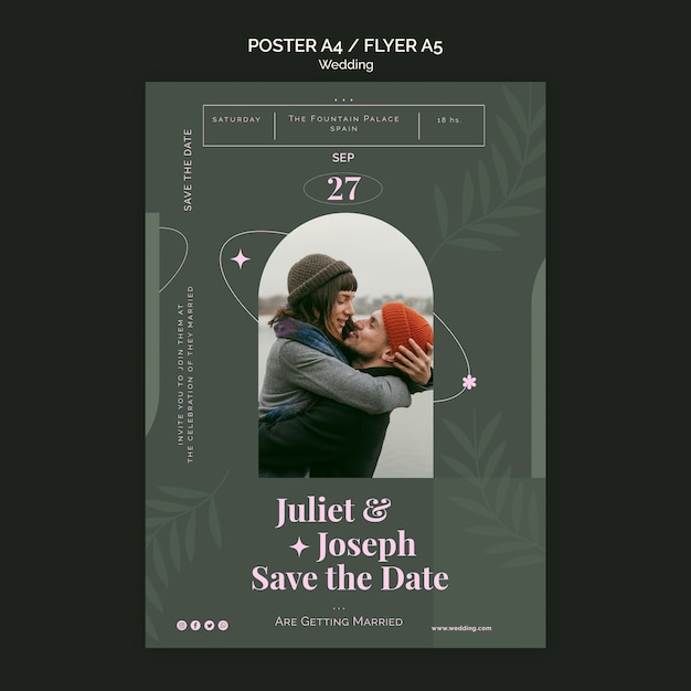 Modelo de pôster vertical para casamento