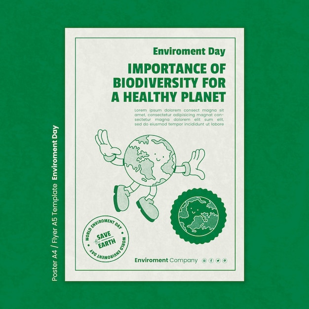 Modelo de pôster vertical para celebração do dia mundial do meio ambiente