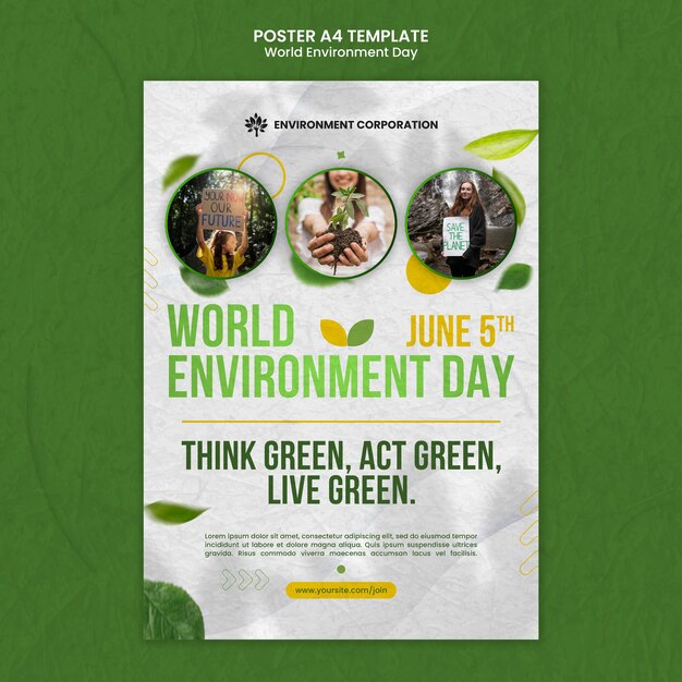 Modelo de pôster vertical para celebração do dia mundial do meio ambiente
