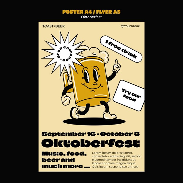 Modelo de pôster vertical para celebração do festival de cerveja oktoberfest