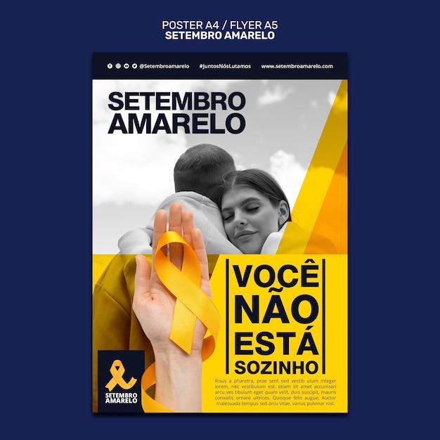 Modelo de pôster vertical para conscientização do mês brasileiro de prevenção ao suicídio