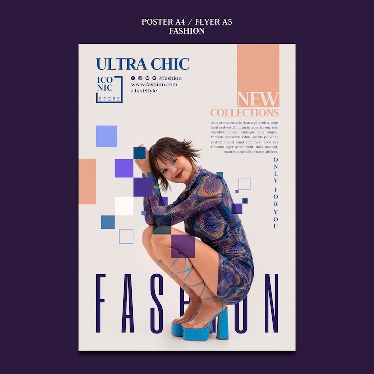 PSD grátis modelo de pôster vertical para loja de moda
