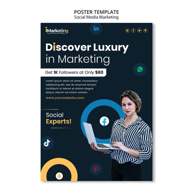 Modelo de pôster vertical para marketing de mídia social