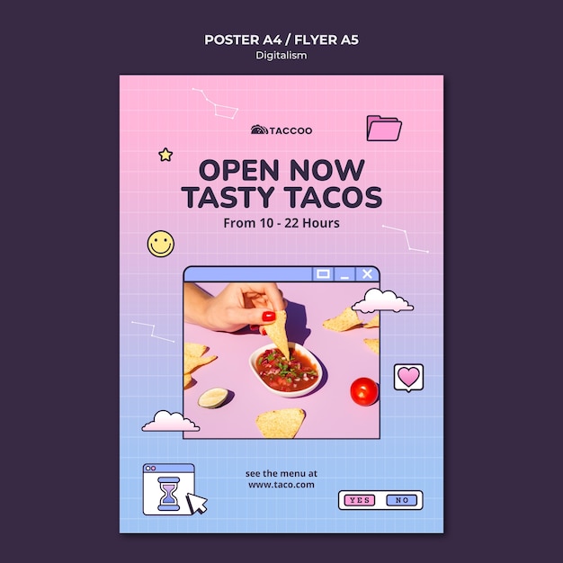 Modelo de pôster vertical para restaurante de comida mexicana