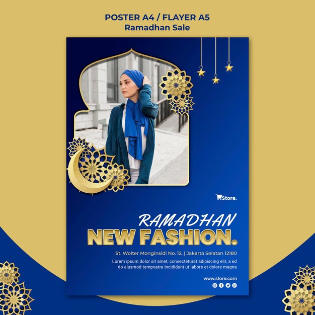 Modelo de pôster vertical para venda no ramadã