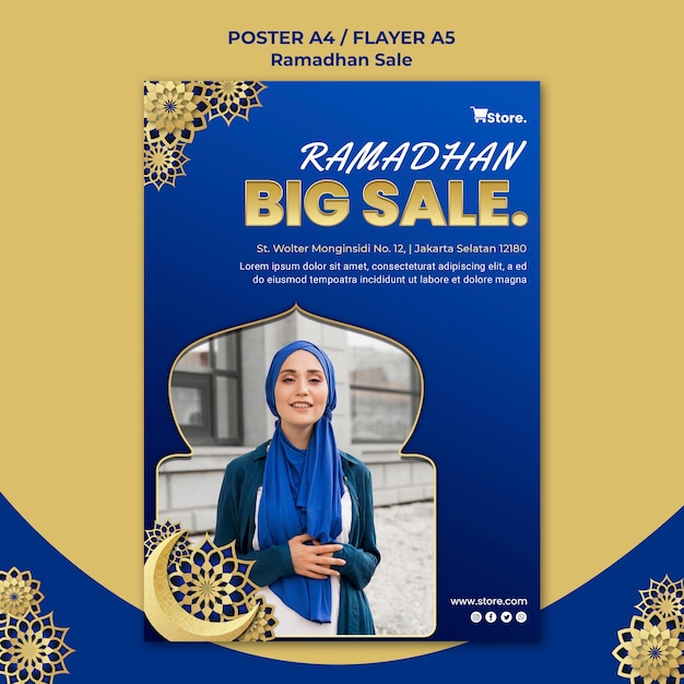 Modelo de pôster vertical para venda no ramadã