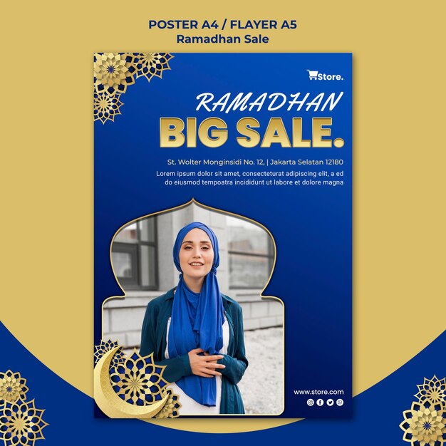 Modelo de pôster vertical para venda no ramadã