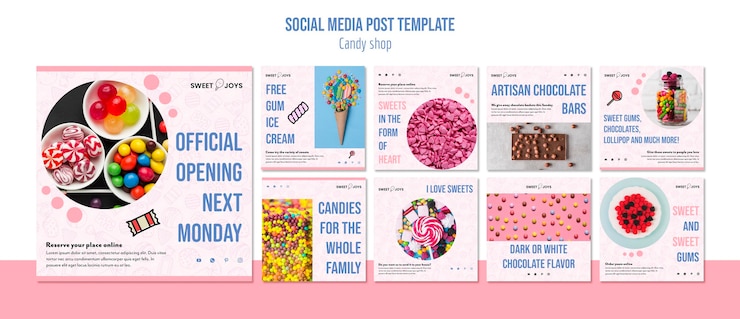 PSD grátis modelo de posts do instagram loja de doces
