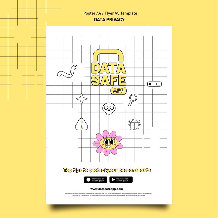 PSD grátis modelo de privacidade de dados de design plano