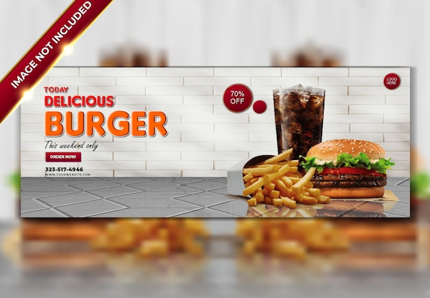 PSD grátis modelo de promoção de banner do facebook com menu de hambúrguer delicioso