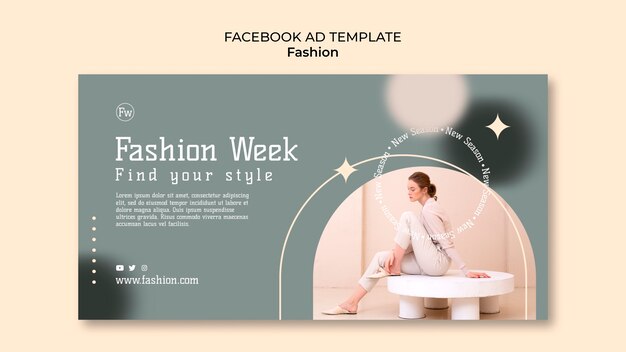 Modelo de promoção de mídia social da semana de moda feminina