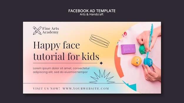 Modelo de promoção de mídia social de artes e ofícios para crianças com cores gradientes