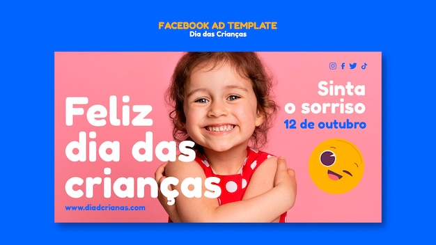 PSD grátis modelo de promoção de mídia social de celebração do dia das criancas