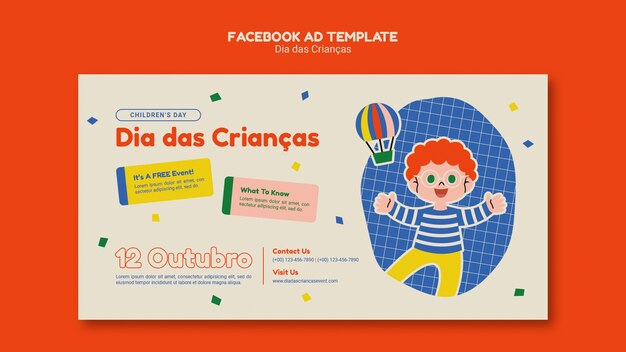 Modelo de promoção de mídia social de celebração do dia das criancas
