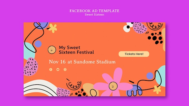Modelo de promoção de mídia social de celebração do Sweet 16