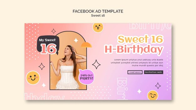 Modelo de promoção de mídia social de celebração do Sweet 16
