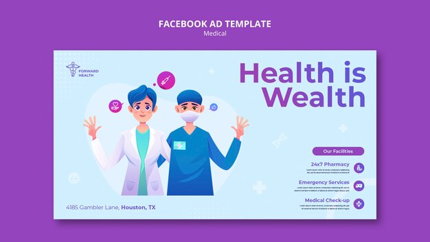 Modelo de promoção de mídia social de check-up e cuidados de saúde