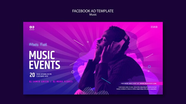 Modelo de promoção de mídia social de evento de música com luz gradiente