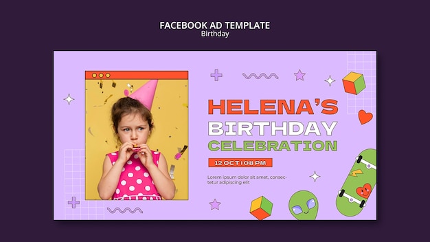 Modelo de promoção de mídia social de festa de aniversário infantil