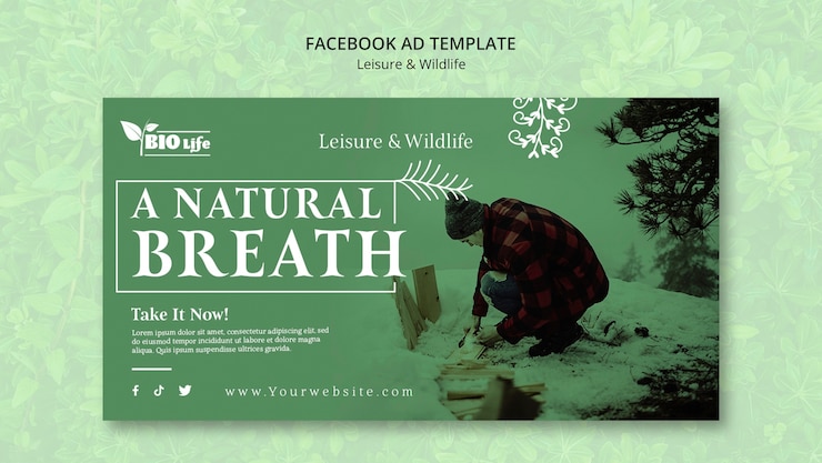 PSD grátis modelo de promoção de mídia social de natureza e vida selvagem