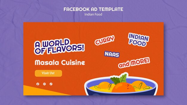 Modelo de promoção de mídia social de restaurante de comida indiana de tradição