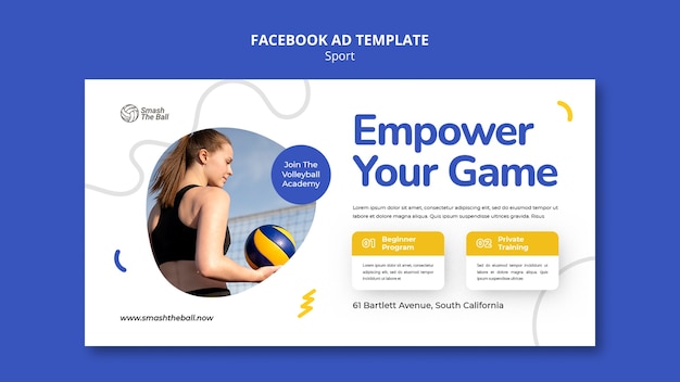 Modelo de promoção de mídia social de torneio de acampamento de vôlei