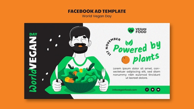 PSD grátis modelo de promoção de mídia social do dia mundial do vegano