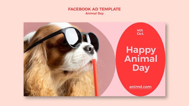 Modelo de promoção de mídia social do dia mundial dos animais com cachorro