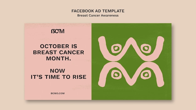 PSD grátis modelo de promoção de mídia social do mês de conscientização do câncer de mama com figuras femininas abstratas