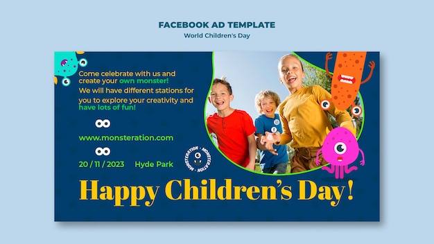 Modelo de promoção de mídia social para celebração do dia mundial da criança