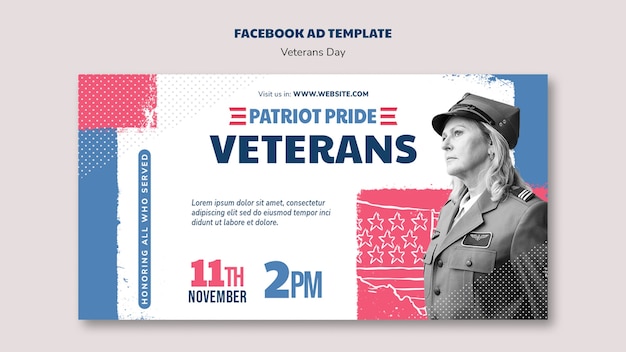 PSD grátis modelo de promoção de mídia social para comemoração do dia dos veteranos dos eua