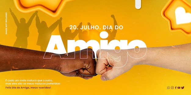 modelo de psd editável mídia social campanha de amizade do dia dos amigos felizes