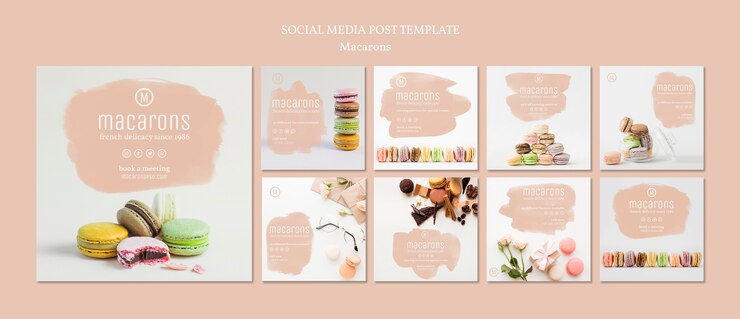 PSD grátis modelo de publicação - mídia social de macarons