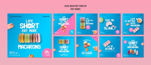 PSD grátis modelo de publicação - mídia social de macarons