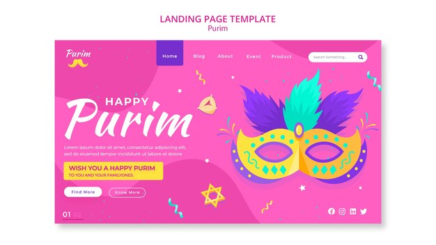 Modelo de purim de design plano