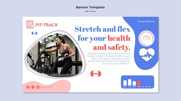 PSD grátis modelo de rastreador de hábitos de design plano