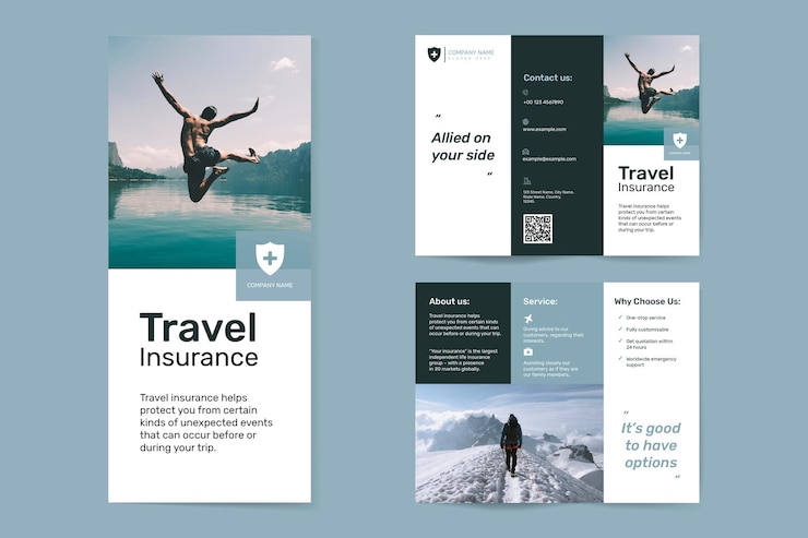 PSD grátis modelo de seguro de viagem psd com conjunto de texto editável