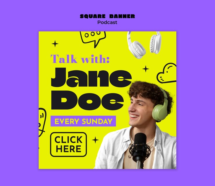 PSD grátis modelo de sessão ao vivo de podcast
