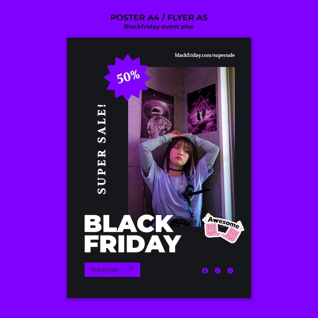 Modelo de sexta-feira preta de design plano